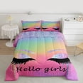 thumbnail image 2 of Castle Fairy Elegant Glitter Eyelash Bedding Comforter Set 2pcs for Teens Girls,Bling Makeup Twin Comforter Sets Microfiber,Abstract Gradient Breathable Bedding Set,Breathable Home Decor,Reversible, 2 of 8