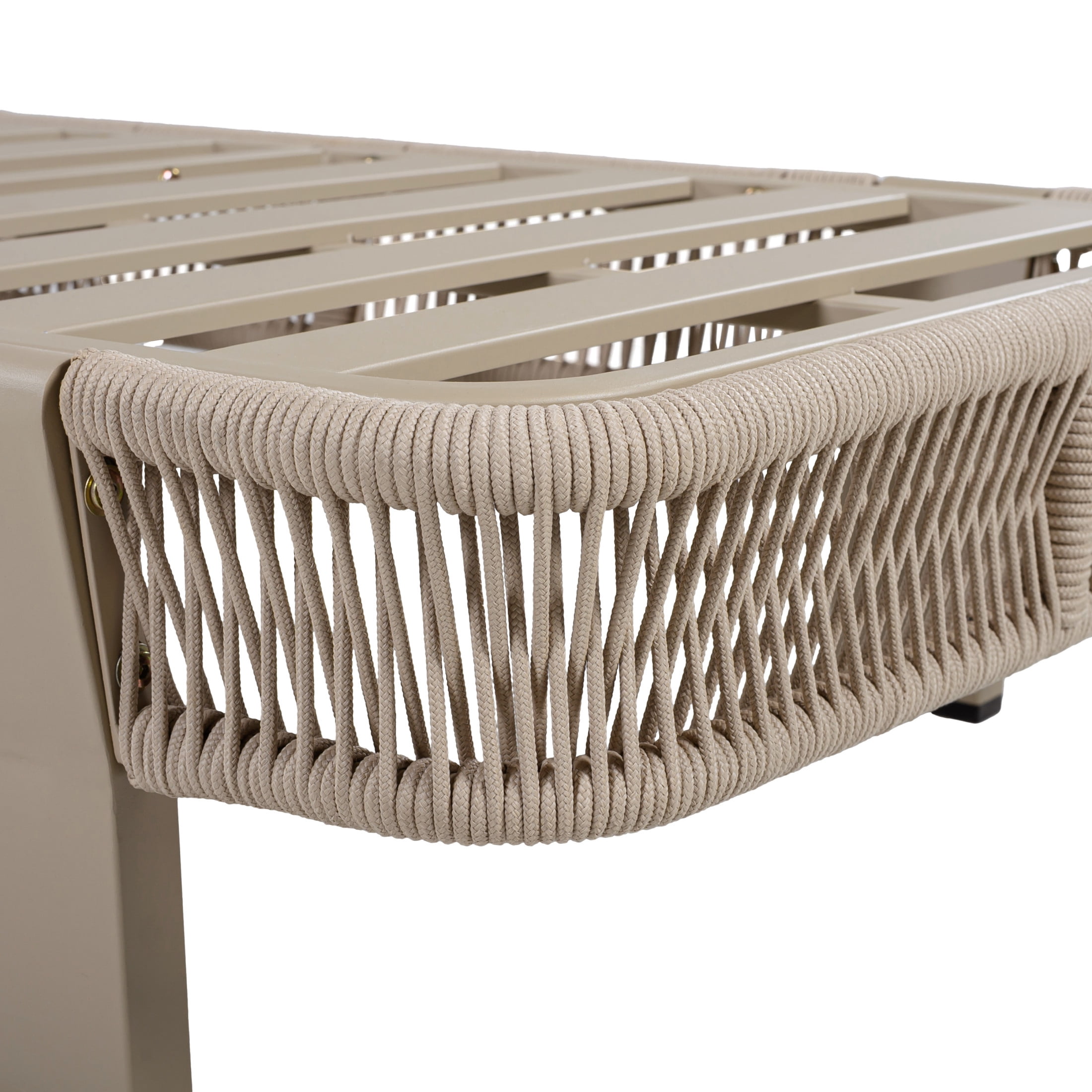 Christopher Knight Home Adjustable Backrest Outdoor Chaise Lounge, Iron Rope Frame, Beige