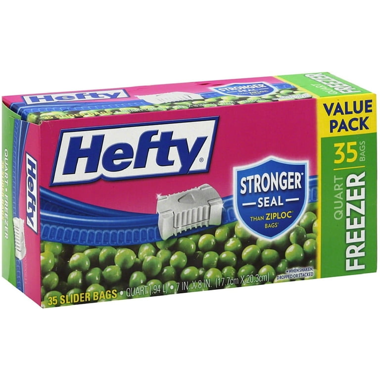 Hefty Slider Bags, Freezer, Quart, Value Pack 35 ea