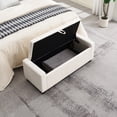thumbnail image 3 of Ottoman with Storage, Upholstered Bench with Button Tufting and Safety Hinge, Solid Wood Frame for Bedroom Living Room Entryway, Beige, 3 of 9