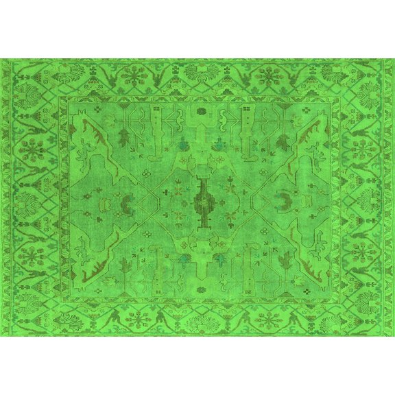 Ahgly Company Indoor Rectangle Oriental Green Industrial Area Rugs, 2' x 5'