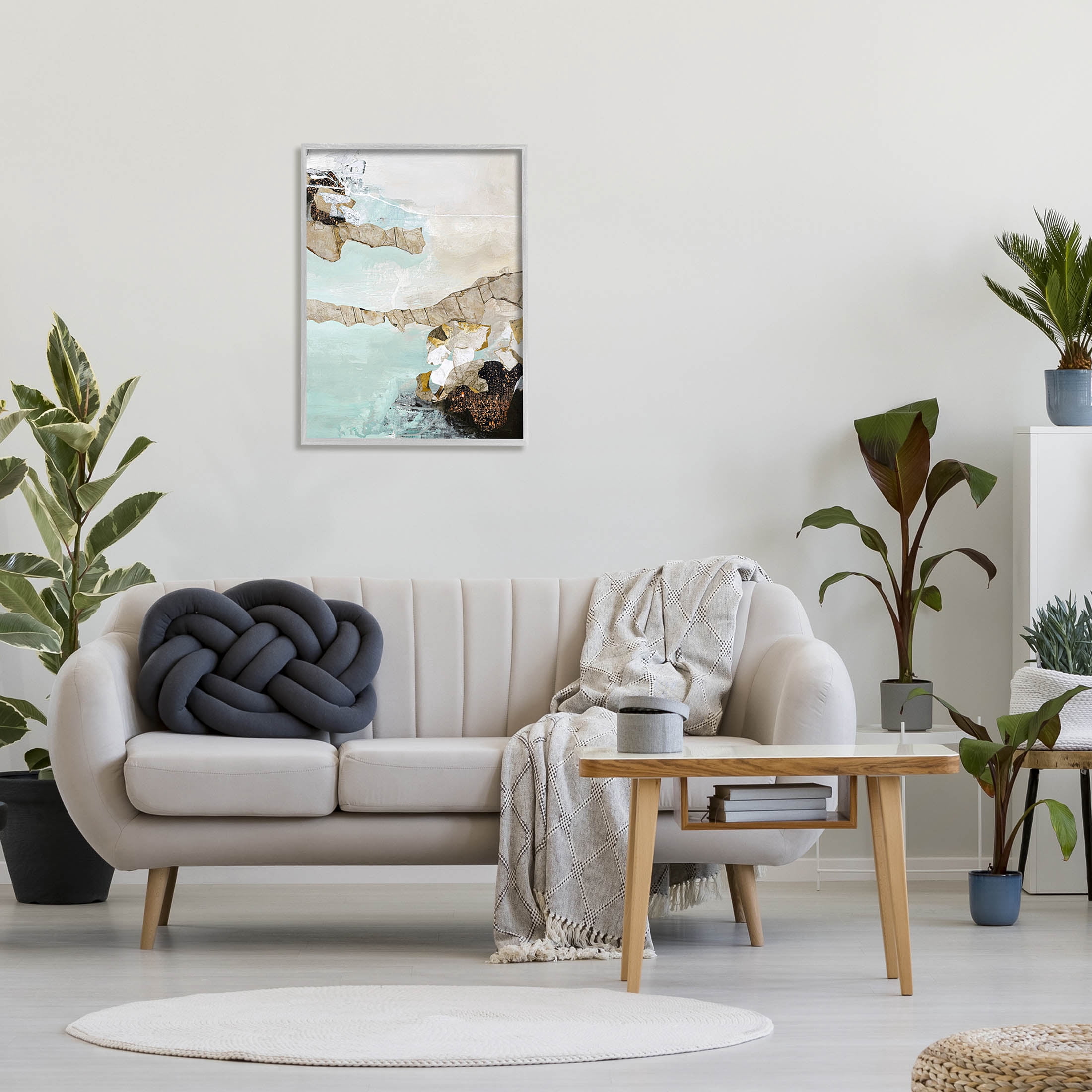 Abstract Beach Shoreline Scenery Abstract Graphic Art Gray Framed Art Print Wall Art