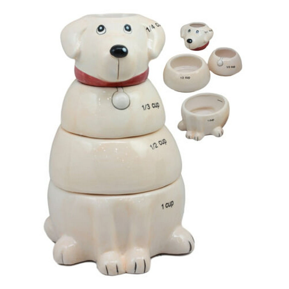 Ebros Ceramic Pedigree Labrador Dog Stackable Measuring Cups Set of 4