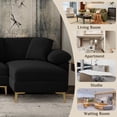 thumbnail image 4 of Rophefx 128" Velvet U Shaped Sectional Sofa with Storage Console, Cup Holders and USB Port, Oversized Modular Deep Seat Cloud Couch with Ottoman for Living Room,Black, 4 of 8