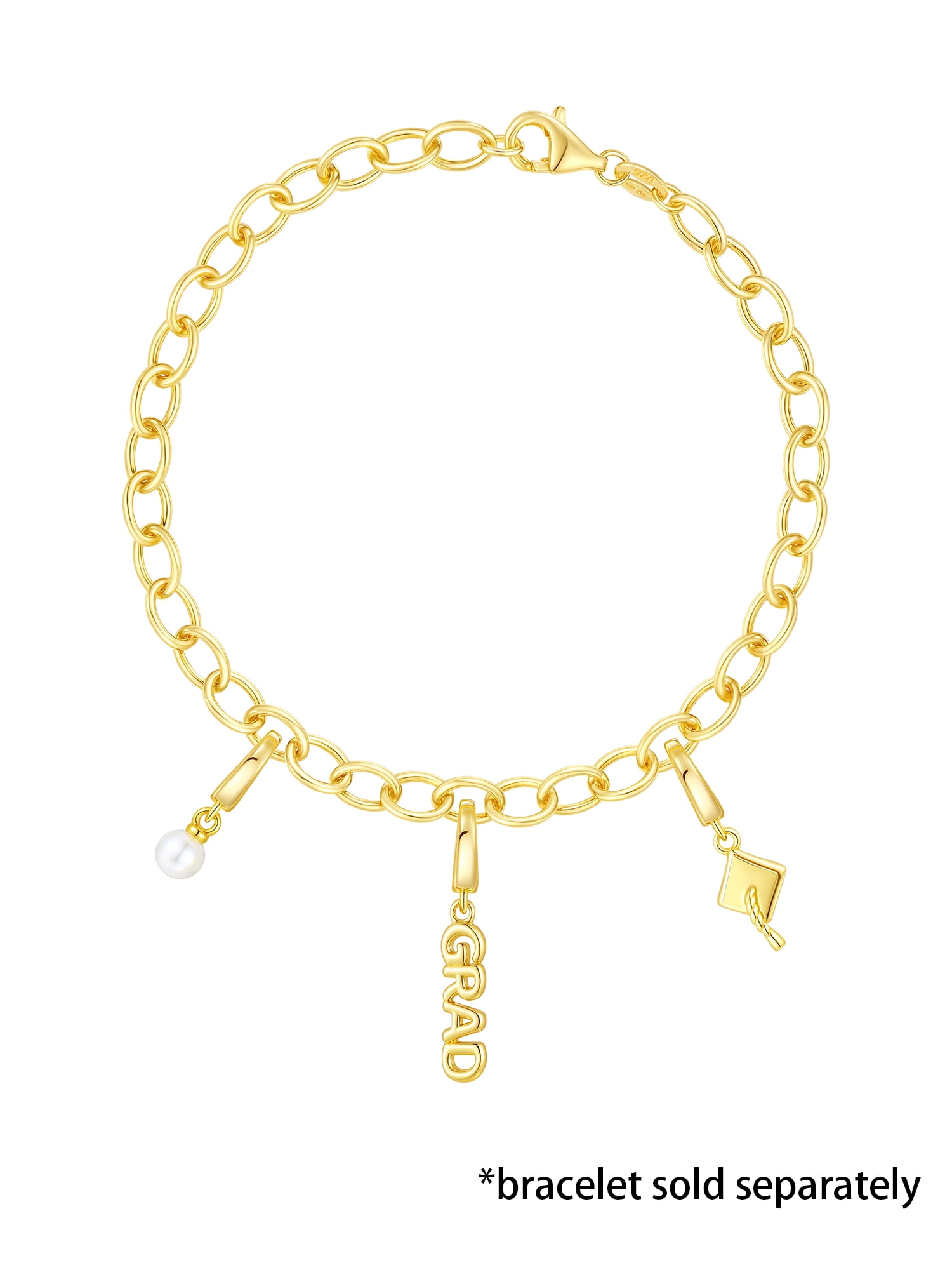 Brilliance Fine Jewelry Simulated Diamonds Graduate Charm Set in 14KT Gold Plated Sterling Silver