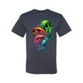 thumbnail image 2 of Wild Bobby, Trippy Neon Melting Skulls Men's Graphic T-Shirt, Vintage Heather Navy, 5XL, 2 of 3
