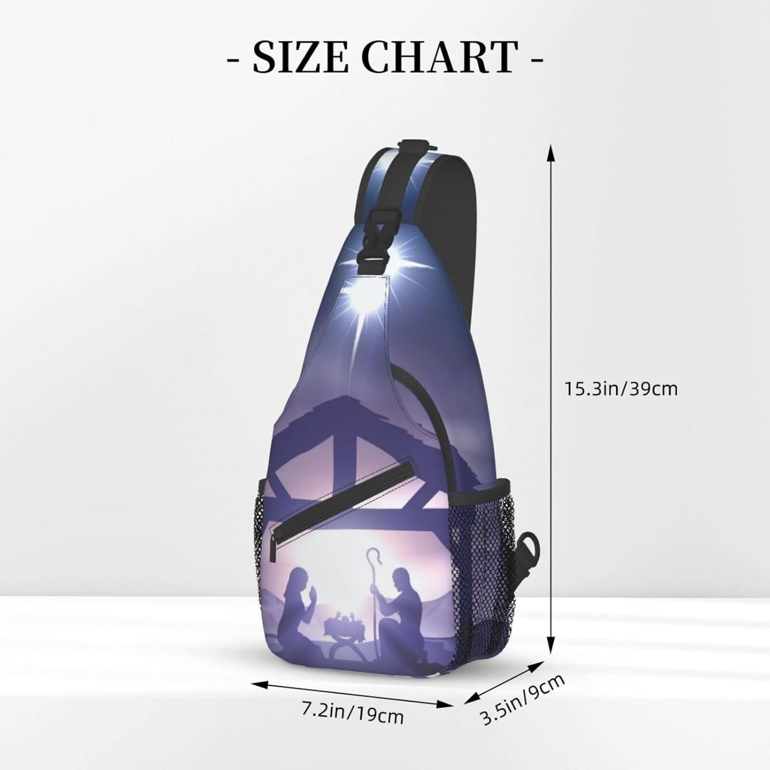 Christmas Nativity Jesus Holy Night Sling Bag Crossbody Hiking Travel Chest Bags Backpack Shoulder Daypack for Women Men