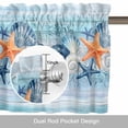 thumbnail image 6 of Summer Sea Shell Valance Curtain Nautical Ocean Watercolor Starfish Coral Blue Wood Grain Window Valances Rod Pocket Short Curtains Window Treatments for Kitchen Bedroom Bathroom Laundry 60" x 18", 6 of 9