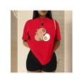 thumbnail image 1 of Playera Blusa De Capybara Comiendo Un Huevo Estrellado Capibara Ropa Para Mujer Divertida Color Rojo Talla Chica Marca Emil SaEs, 1 of 4
