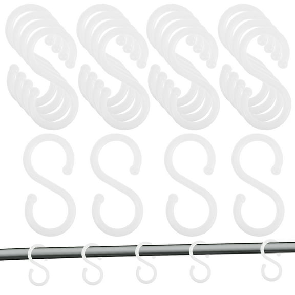 Hareemi 100 Pcs White Plastic S Shaped Hooks Hangers for Kitchen Bathroom Towel Clothes Utensils Snack Hanging Storage Racks