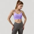 thumbnail image 3 of Women's Scoop Neck Sports Bra with Thin Straps Smooth Stretch Fabric Removable Pads Low Impact Support - Small, Purple, 3 of 7