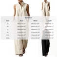 thumbnail image 2 of Puyaiuu Women Summer Stand Collar Button Front Sleeveless Wide Leg Linen Blend Jumpsuit White XL Gift, 2 of 7