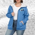 thumbnail image 5 of Women's Plus Size Hooded Sweatshirts Printed Graphic Long Sleeve Fleece Lined Zipper Jacket Coat with Pockets (4XL, Blue), 5 of 5