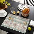 thumbnail image 3 of Orange and Purple Diamond Shaped Geometric Boho Pattern Summer Placemats Table Placemats Set Of 6-Linen Kitchen Washable Placemats Table Mats 11.8"x17.7" Non-Slip Heat Resistant, 3 of 5