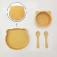 thumbnail image 1 of Plato de cena para alimentación de bebés, juego de cuchara y tenedor, plato de cena integrado de silicona de grado alimenticio, vajilla de oso de dibujos animados para niños, madre y bebé, 1 of 5
