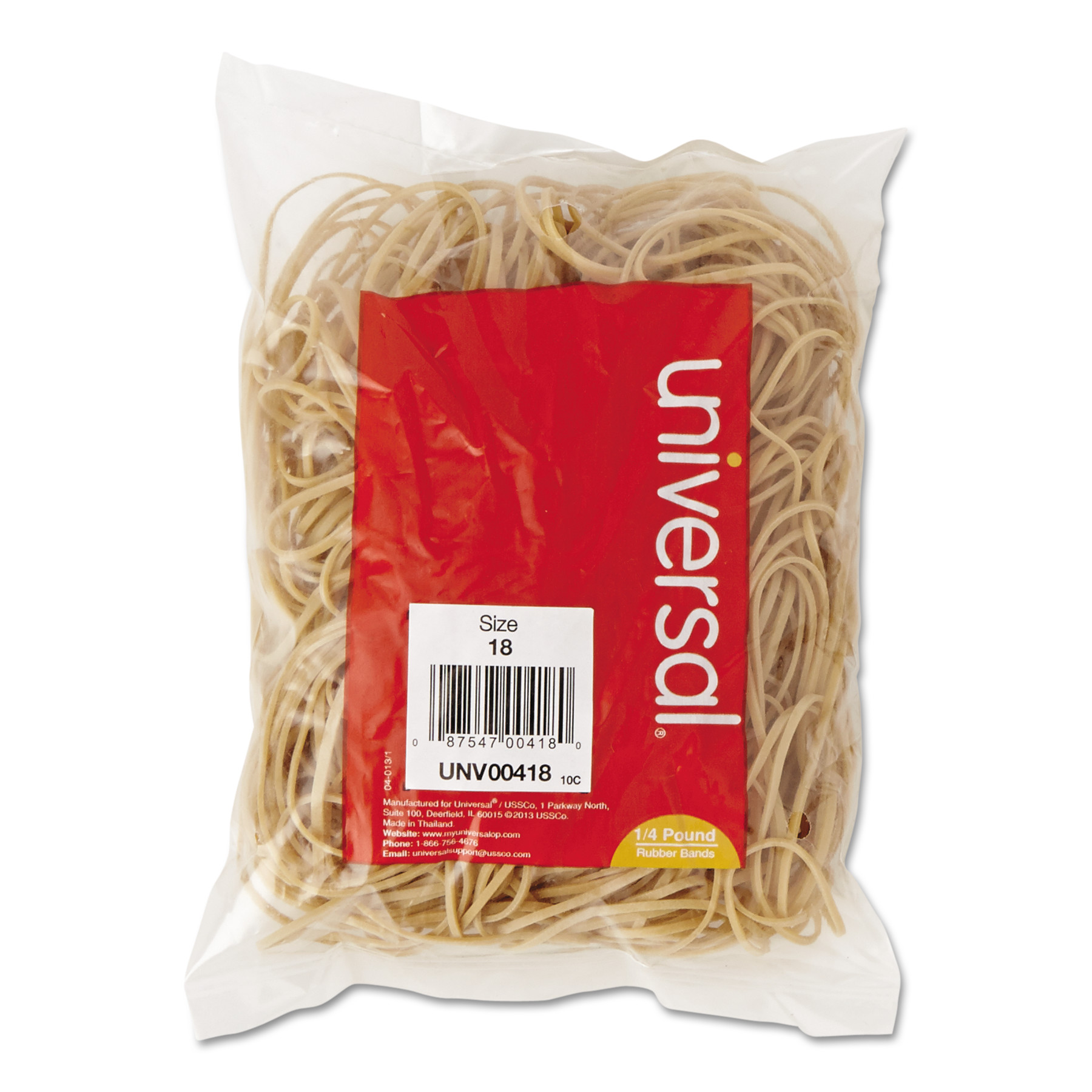 Universal Rubber Bands, Size 18, 3 x 1/16, 400 Bands/1/4lb Pack