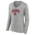 thumbnail image 2 of Women's Fanatics Heather Gray Oklahoma Sooners Campus Long Sleeve V-Neck T-Shirt, 2 of 3