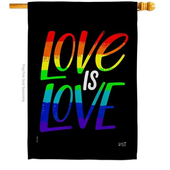 Angeleno Heritage H137520-BO Love Is Support Pride 28 x 40 in. Double-Sided Decorative Vertical House Flags for Decoration Banner Garden Yard Gift