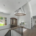 thumbnail image 3 of Farmhouse Wagon Wheel Chandelier, 20-Light Rustic Wood Round Pendant Light, 47.2-Inch Diameter for Dining Room, Kitchen, Foyer Entryway, 3 of 10