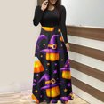 thumbnail image 2 of Drses Womens Dresses Fashion Printed Long Sleeve Round Neck Pullover Patchwork Dress Dresses For Women, 2 of 5