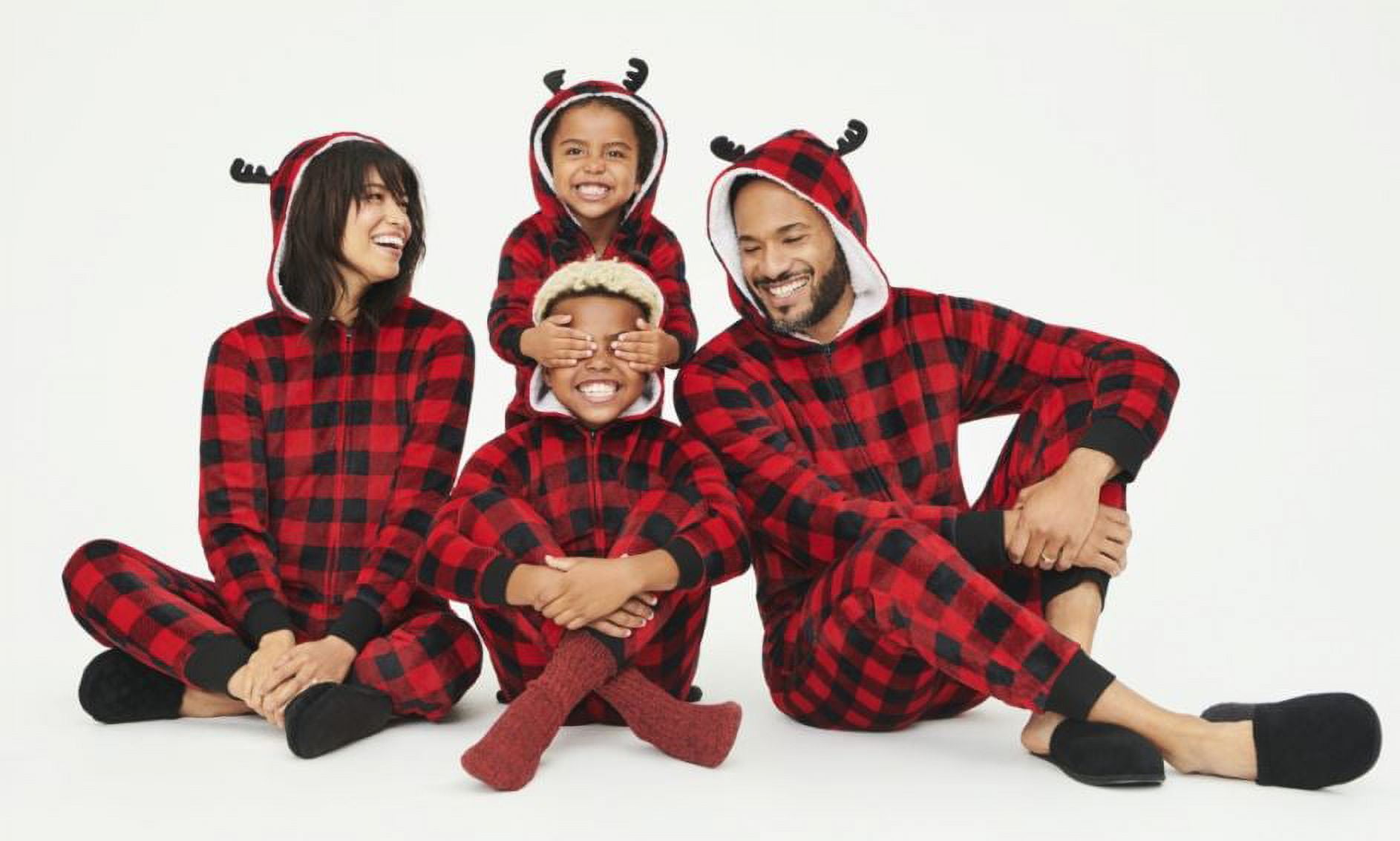 Jolly Jammies Boys or Girls Buffalo Plaid Matching Family Pajamas Union Suit, Sizes 4-16