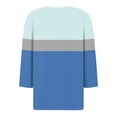 thumbnail image 4 of JULMCOMO Elbow Length Womens Tops Summer V Neck Button down T Shirts Western Striped Color Block Print Tees Loose Fit Dressy Casual Tee Shirts Blue M, 4 of 4