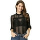thumbnail image 1 of INSPIRE CHIC Blusa Con Cuello Con Volantes Para Mujer, Blusas Transparentes De Encaje Con Mangas 3/4 Negro S, 1 of 6
