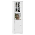 thumbnail image 6 of Miekor Furniture Tall Bathroom Storage Cabinet, Corner Cabinet with Glass Door, Open Storage, Adjustable Shelf, White 64AAK, 6 of 9
