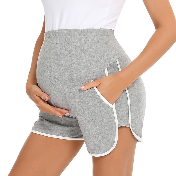 WILLBEST Pantalones Casuales de Maternidad para Mujer, Cintura Alta, Soporte para el Vientre, Doble Abertura, Moda, Pantalones Cortos de Pierna Ancha, Ropa de Pijama Mediana