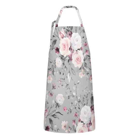 Pioneer Flower Floral Print Pattern Apron-Garden Aprons for Women with Pockets-Cotton Linen Waterproof Kitchen Cooking Gardening Aprons Adjustable for Kitchen,Cooking,BBQ and Salon 33x27 Inch