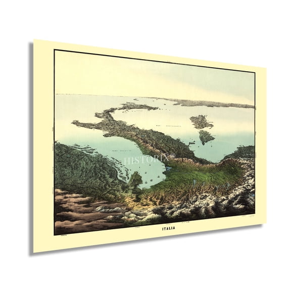 HISTORIX 1850 Map of Italy Vintage Poster Wall Art Print, 24 x 36 Inch