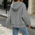 thumbnail image 6 of Qiopertar Hoodies for Women Zip Up Fleece Hoodie Long Sleeve Casual Oversized Sweatshirt Solid Color Drawstring Kangaroo Pocket Fall Winter Spring Tops Gray L, 6 of 7
