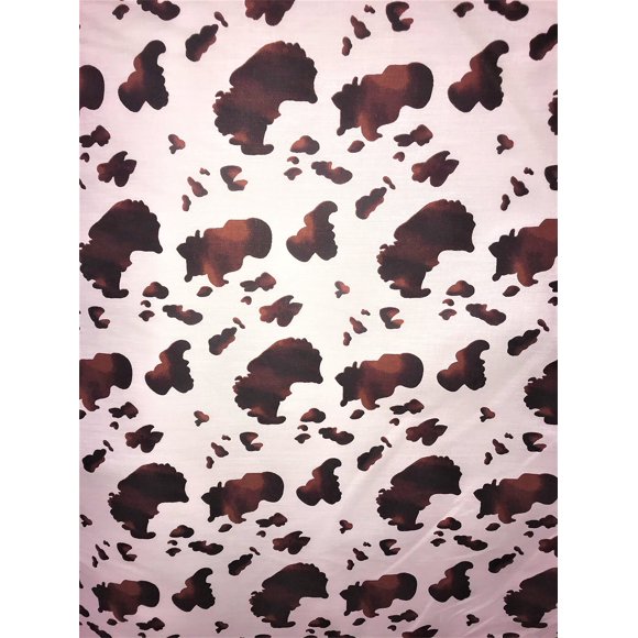 Sal Tex Fabrics , Tissu Imprimé en Coton Poly à Motif Vache, Vend au Yard, Noir Ou Brun (Blanc/brun)