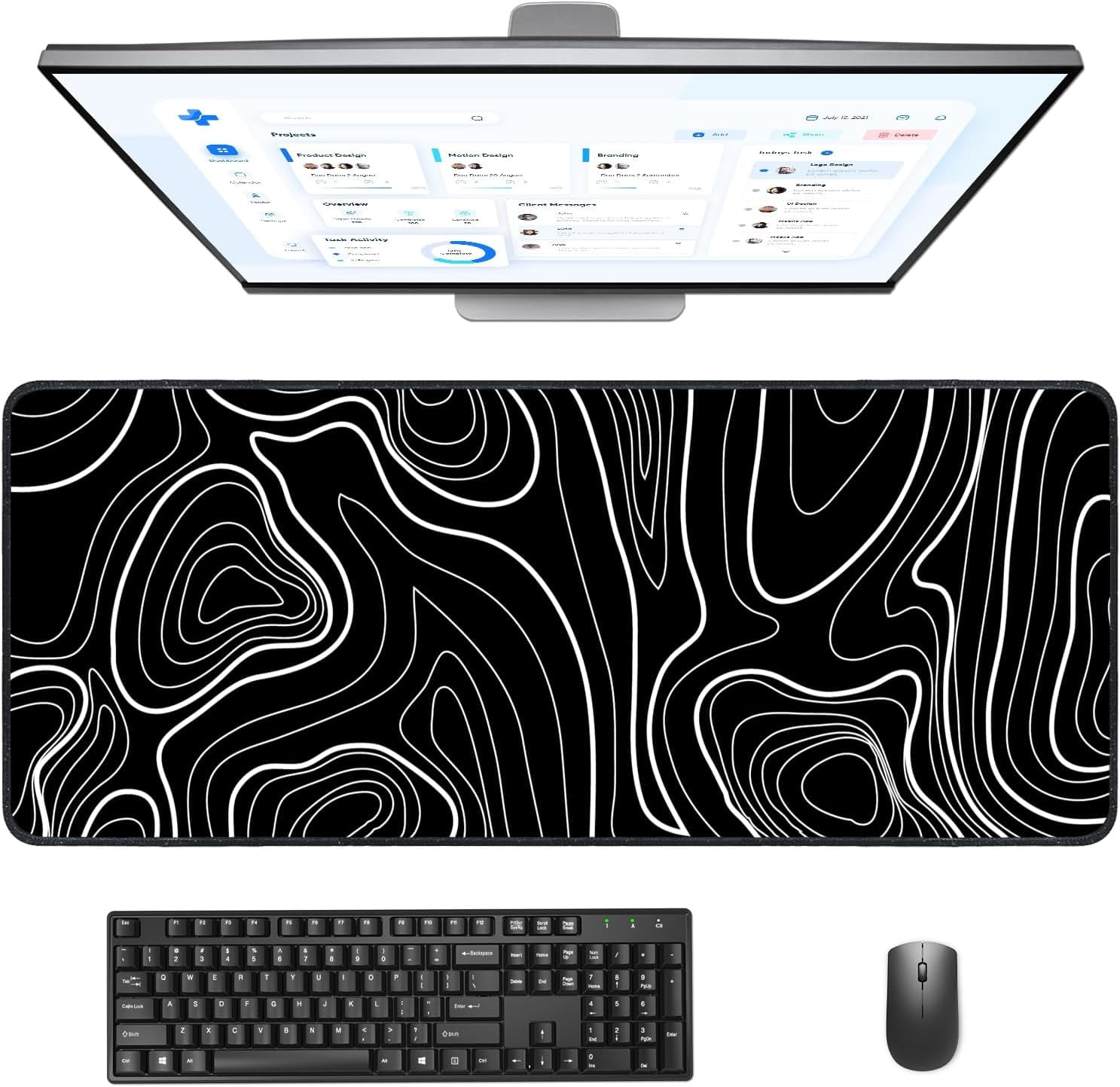 Gaming Mouse Pad, Large Mouse Pad for Desk, Desk Mat Extended Mousepad, with Non-Slip Rubber Base Desk Pad for Home Office Gaming (31.5 x 11.8", Modern Art)
