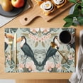 thumbnail image 2 of Summer Floral Animal Placemats Set of 6, Black Watercolor Parrot Non-Slip Place Mats Washable Table Mats for Kitchen Dining Table Decorations Indoor/Outdoor, 2 of 9