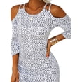 thumbnail image 4 of DYMADE Womens Cold Shoulder Half Sleeve Business Workwear Printed Mini Dress, 4 of 5