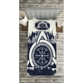 thumbnail image 3 of Ambesonne Blue and White Quilted Bedspread Set 2 Pcs, Celtic Knot Tridents, Twin Size, Dark Blue White, 3 of 3