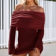 thumbnail image 2 of RUTAYY Women's Mini Dress Casual Off Shoulder Solid Color Lapel Hollow Out Long Sleeve Dresses Party Daily Wear Leisure Elegant Tops, 2 of 6