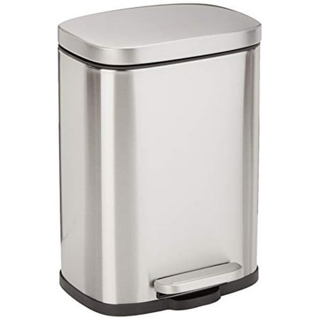 Basics Rectangular, Stainless Steel, Soft-Close, Step Trash Can - 5 Liter / 1.3 Gallon, Satin Nickel