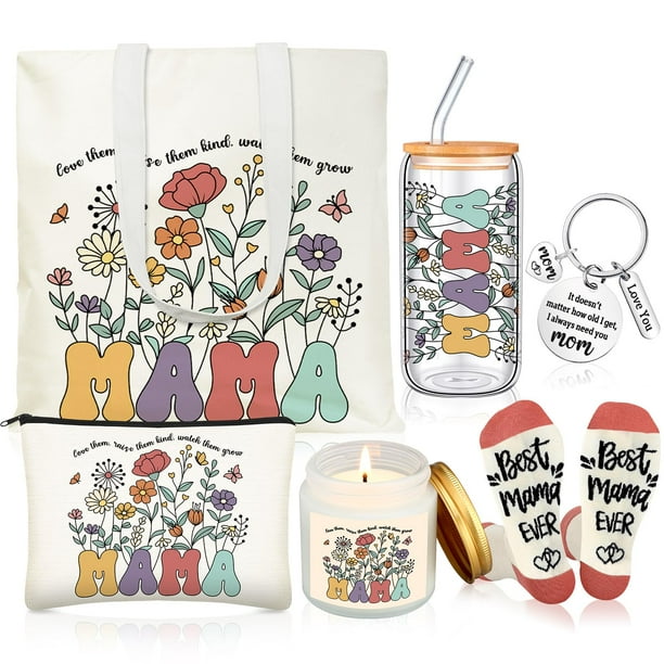 Set de regalo Funnymoom Mama, vaso de vidrio, bolsa de 500 ml, vela