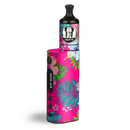Skin Decal Vinyl Wrap for Aspire Zelos 50W starter Kit Vape stickers skins cover / Pink Neon Hibiscus (Best Vape Starter Kit 2019)