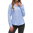 thumbnail image 2 of Siliteelon Women's Long Sleeve V Neck Collared Button Up Shirts Business Work Shirt, 2 of 7