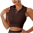 thumbnail image 3 of Women's Sleeveless Turndown Collar Solid Color Comfy Daily Tank Tops Casual Workout | CSEONE,Coffee L, 3 of 6