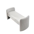 thumbnail image 3 of 52" Accen Upholstered Ottoman, Modern End of Bed Bench with Wooden Frame, Long Teddy Fabric Sofa Couch Bench for Living Room, Entryway, Bedroom, White, 3 of 7