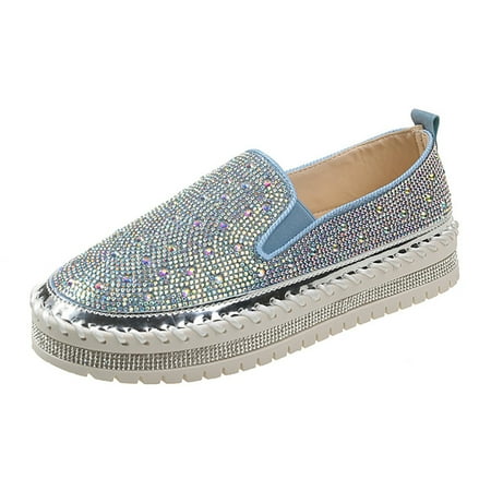 QYZEU Gym Sneakers for Women Casual Womens Shoes Slip on Large Size 2024 Spring and Autumn New Thick Sole Casual Edition Versatile Student Shoes Women Shoes Blue 38