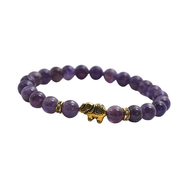 Pulsera elástica Hugo de piedra para hombre y niña Violeta