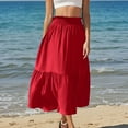 thumbnail image 6 of Mgmyaa Long Skirts for Women Drawstring High Waist A Line Skirt Casual Flowy Tiered Skirt with Pockets Summer Boho Maxi Beach Skirt, 6 of 8