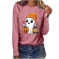 thumbnail image 5 of Cmfcve Women's Halloween Town Sweatshirt Vintage Printed Sports Shirts Long Sleeve Spooky Season Pullover Blouse, 5 of 7