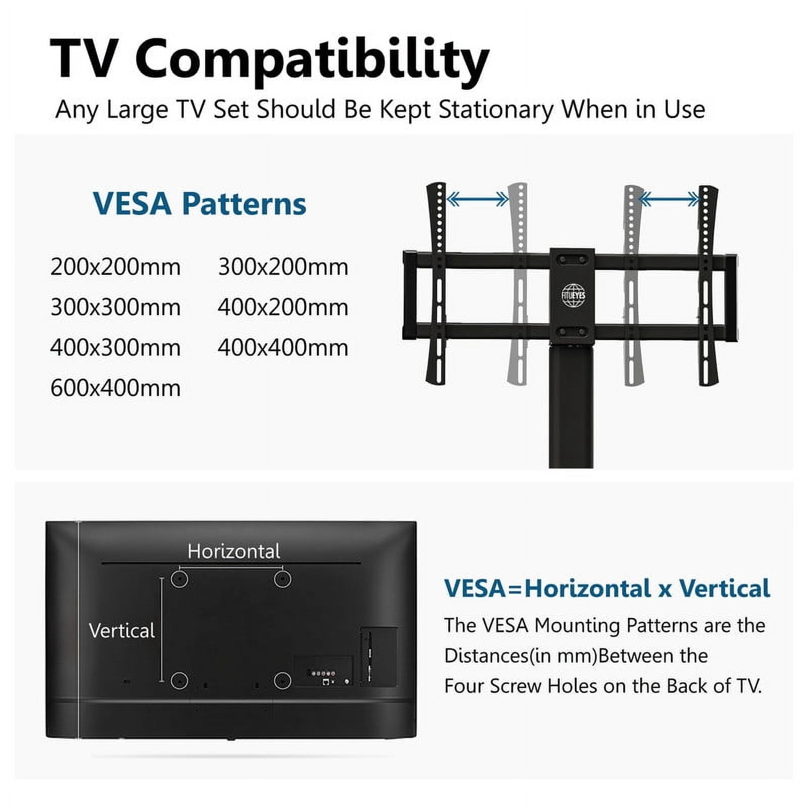 FITUEYES Floor TV Stand for 32-70 Inch Flat or Curved TVs up to 88 lbs, Height Adjustable, Swivel TV Mount Stand with Sturdy Wood Base, Walnut