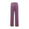 thumbnail image 4 of WULMLEO Linen Pants Women Summer Drawstring Straight Leg Pants High Waisted Loose Fit Casual Beach Trousers with Pockets Light Purple 2XL, 4 of 6